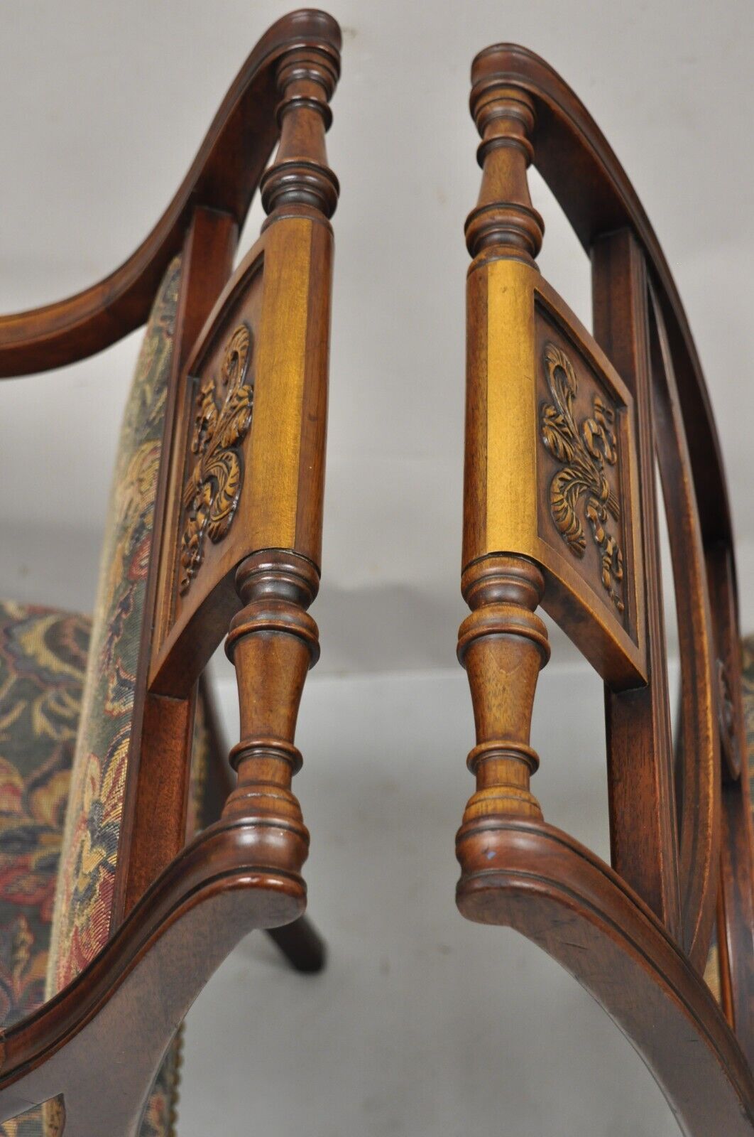 Vintage Mahogany English Sheraton Style Dining Chairs Prince of Wales - Set of 6