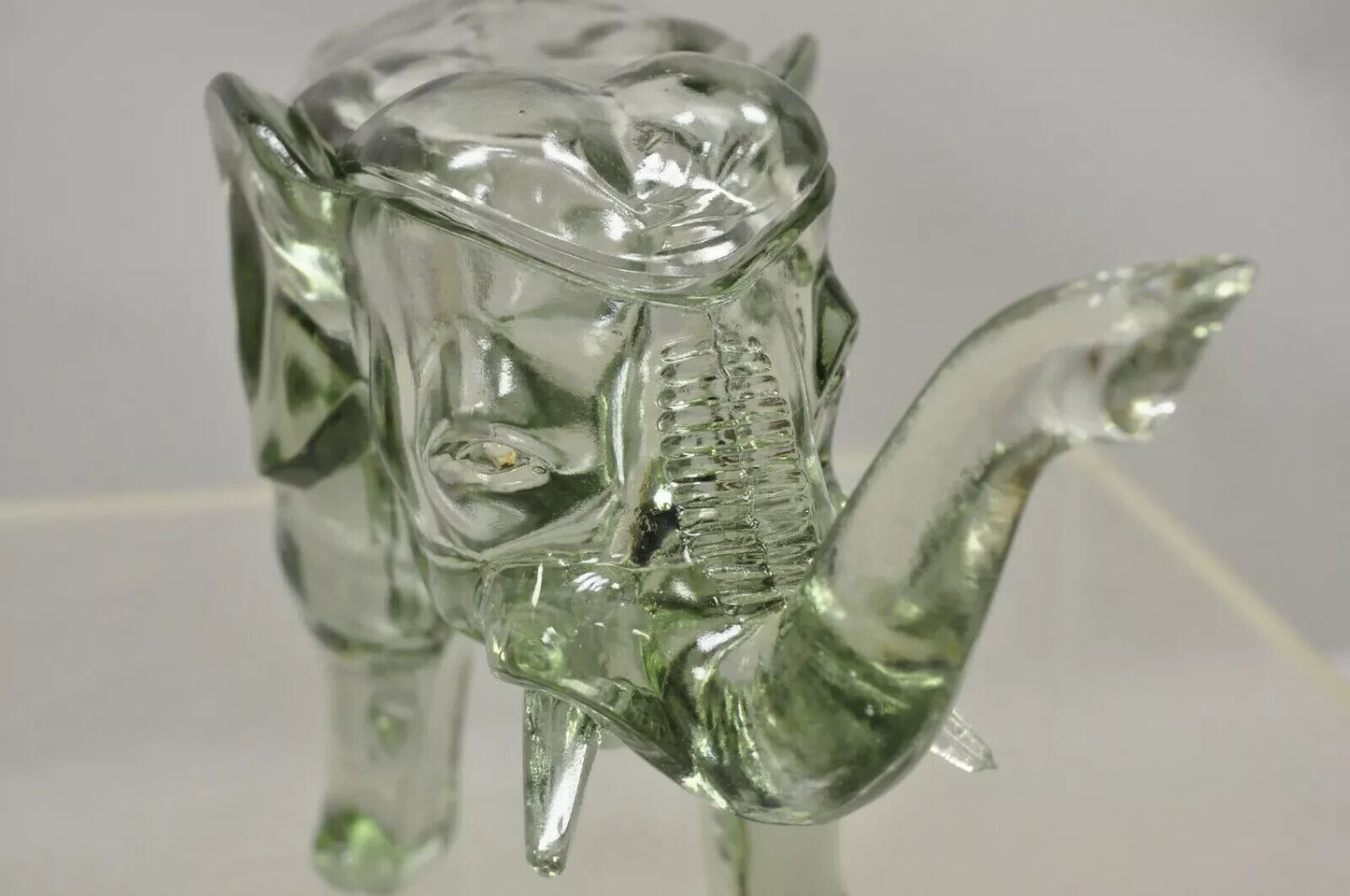 Vintage Tiara Indiana Glass 15" Elephant Lidded Candy Trinket Dish in Box