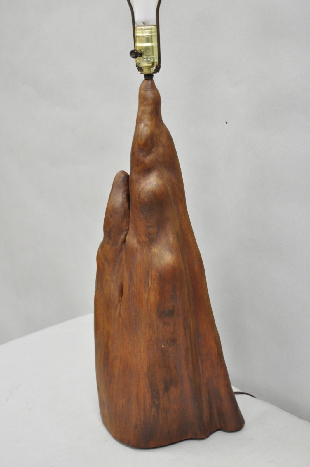Vintage Mid Century Modern Sculpted Teak Root Wood Driftwood Organic Table Lamp