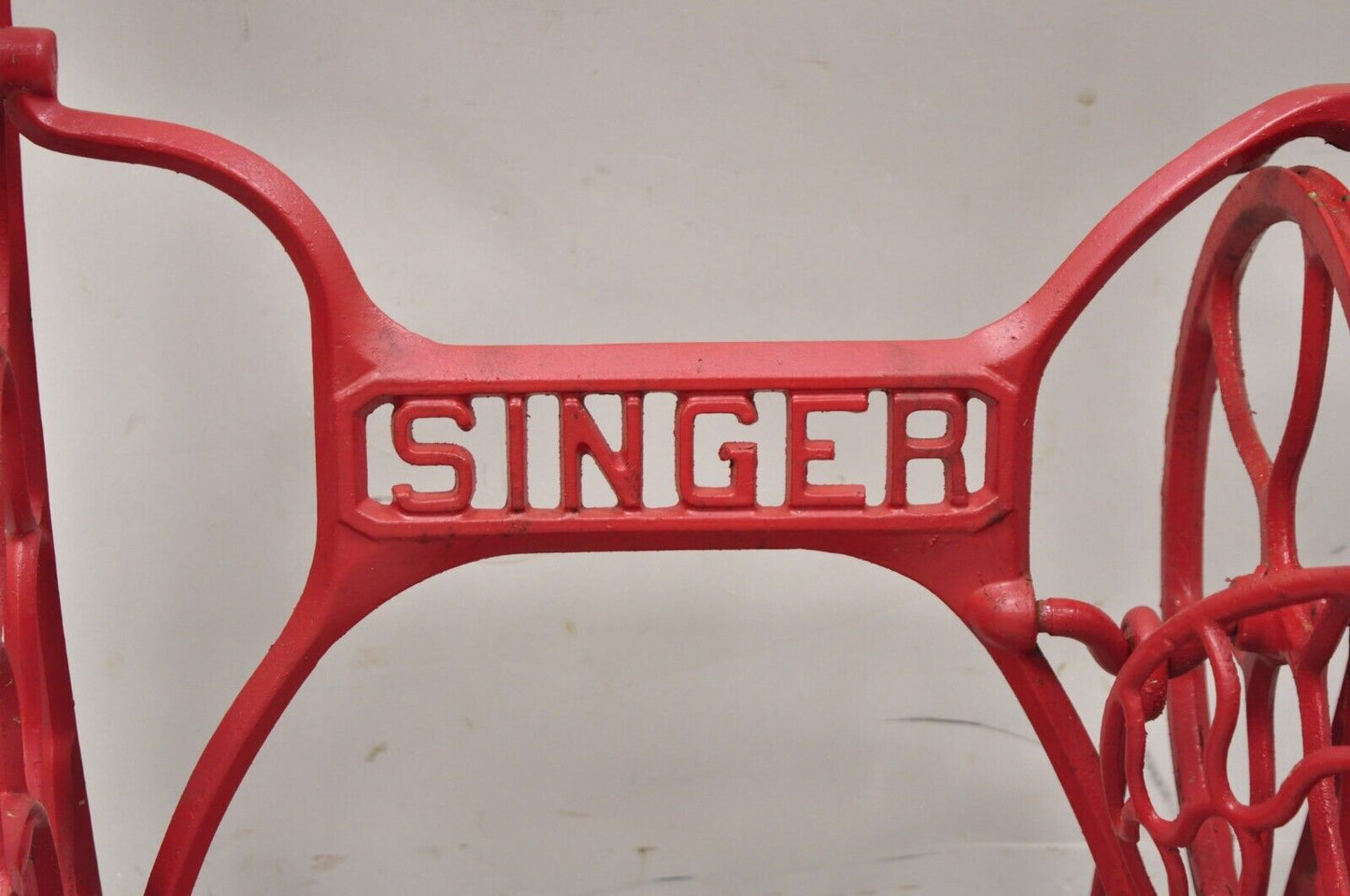 Antique Singer Cast Iron Red Treadle Sewing Machine Table Base