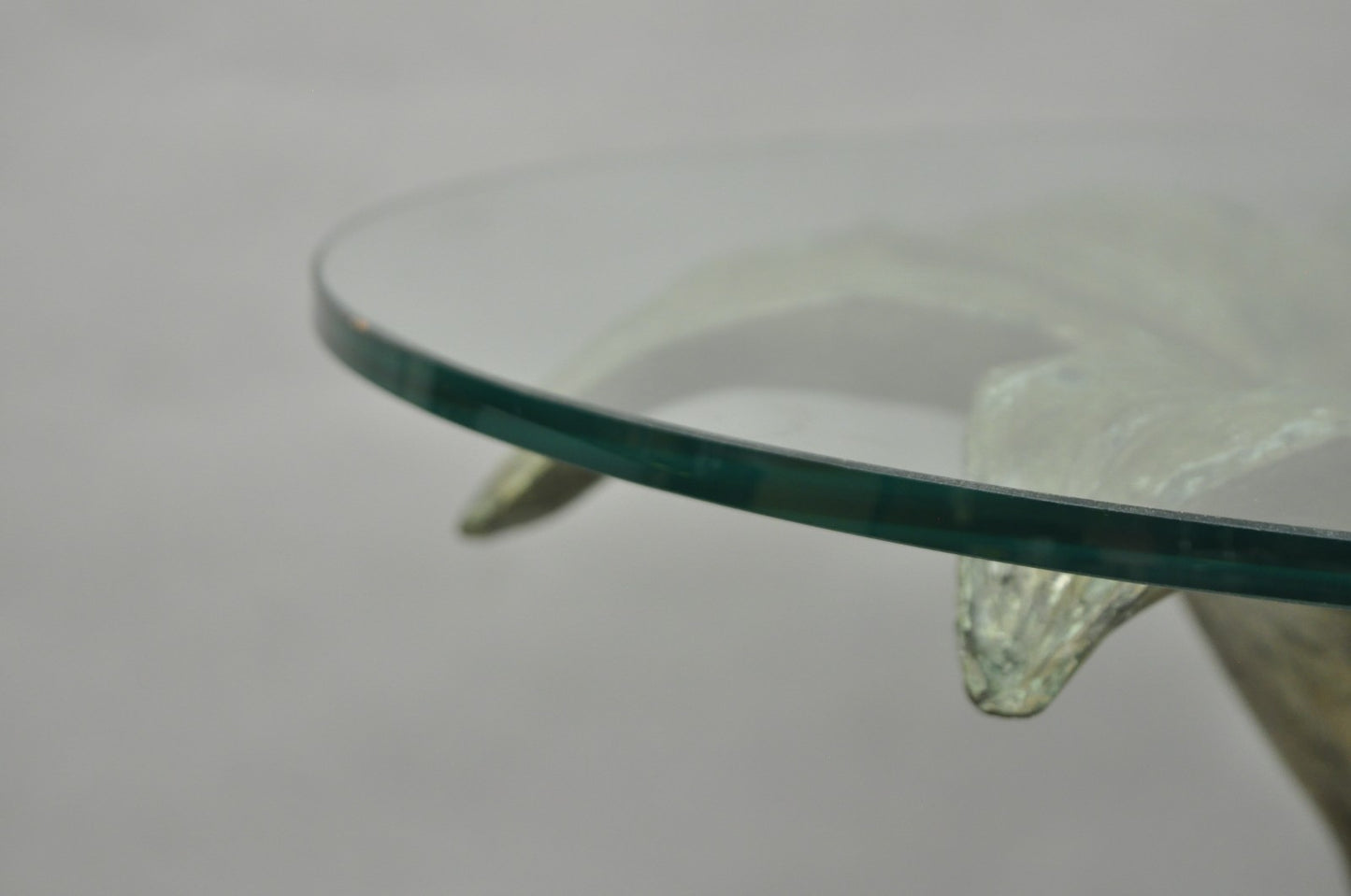 Vintage Arthur Court Green Verdigris Gilt Bronze & Glass Lily Flower Side Table