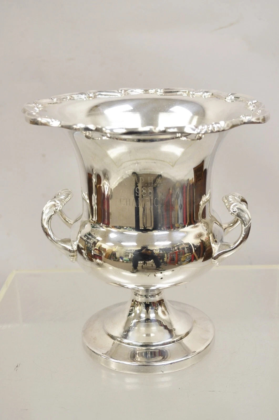 Vintage NJPHA 1988 Champion Silver Plate Trophy Cup Champagne Chiller Ice Bucket