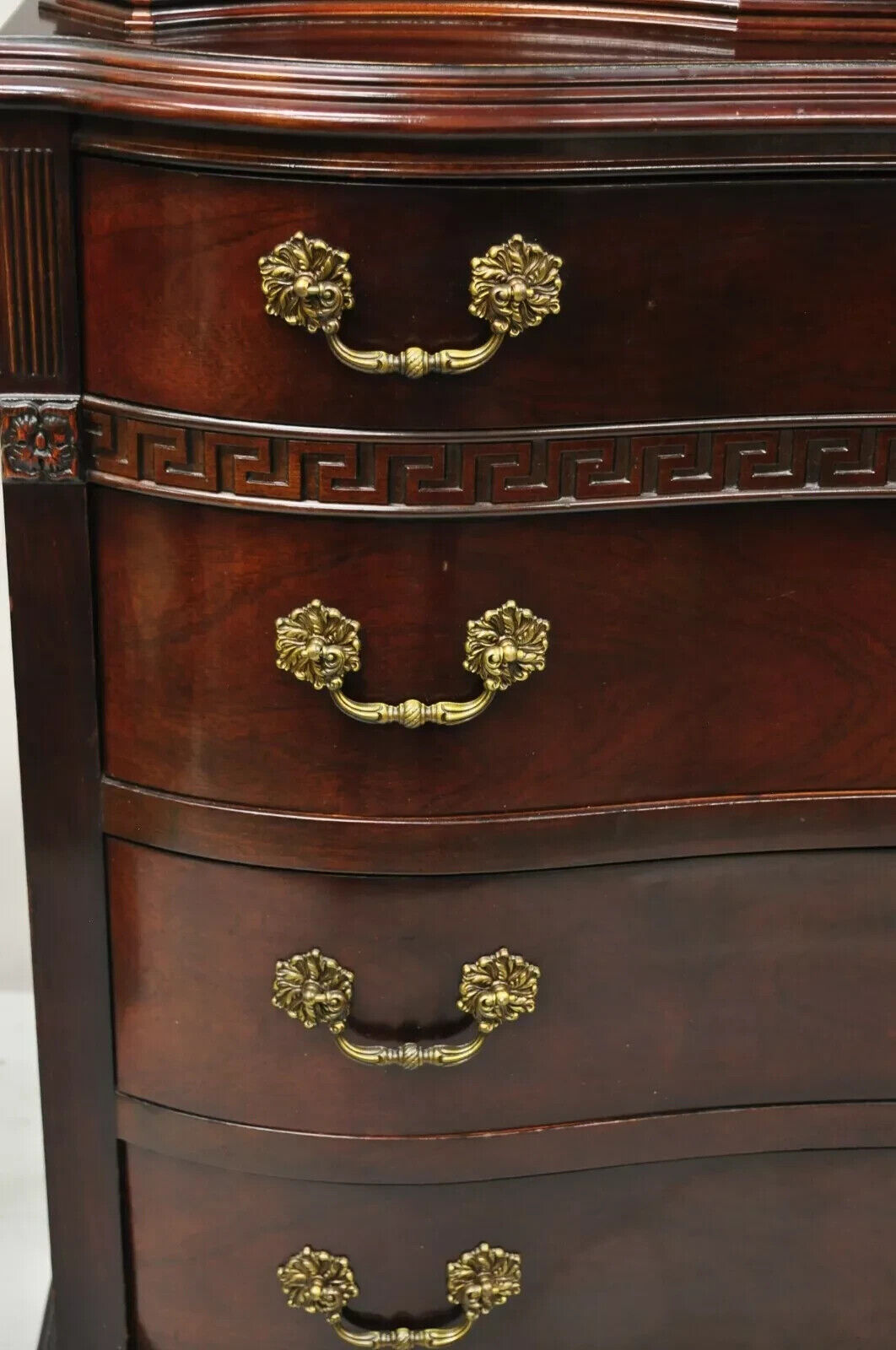 Antique Mahogany Chinese Chippendale Hollywood Regency Highboy Chest Dresser