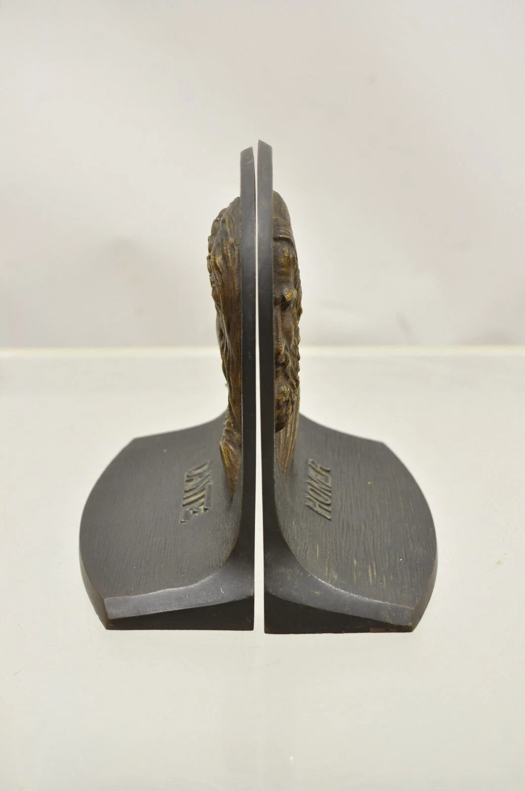 Vintage Bradley & Hubbard Cast Iron Dante and Homer Bookends - a Pair