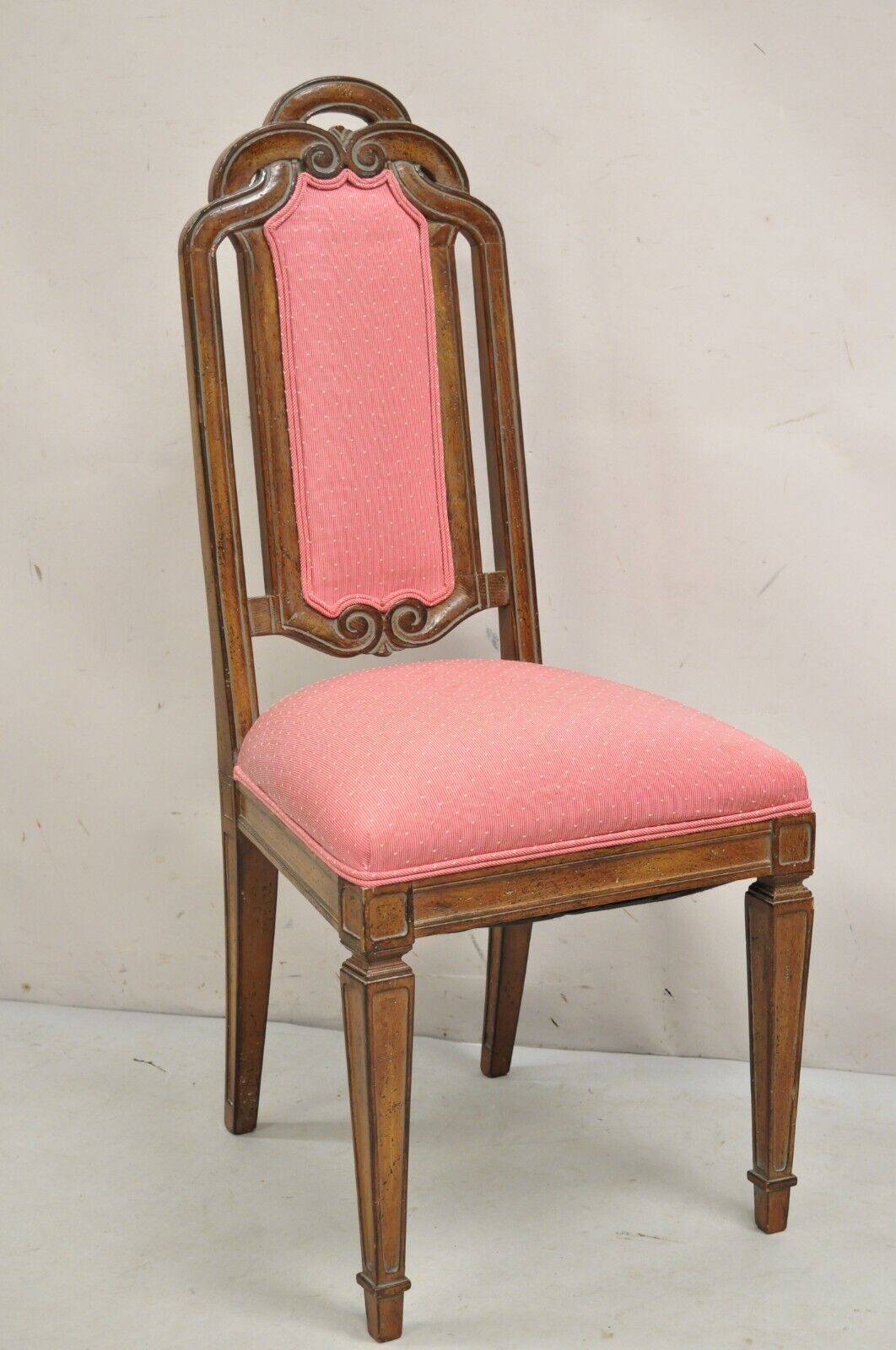Vintage Italian Hollywood Regency Pretzel Back Walnut Dining Chairs - Set of 6