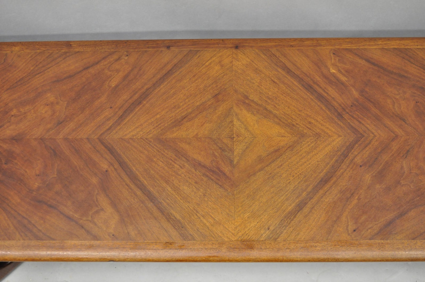 Vintage Mid Century Danish Modern Sculptural Walnut 1 Drawer Long Coffee Table