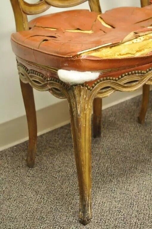 French Provincial Rococo Pretzel Back Hollywood Regency Dining Chairs - Set of 6