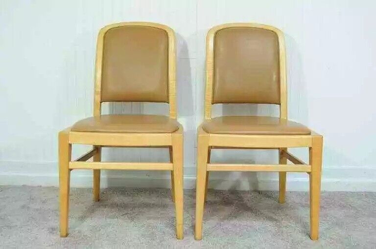 Jack Lenor Larsen Mid-Century Modern Maple and Leather Dining Chairs - Set of 8