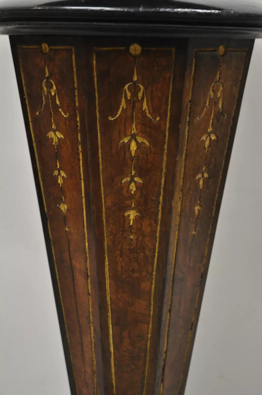 Antique Victorian Aesthetic Movement Ebonized Marble Top Pedestal Bust Stand