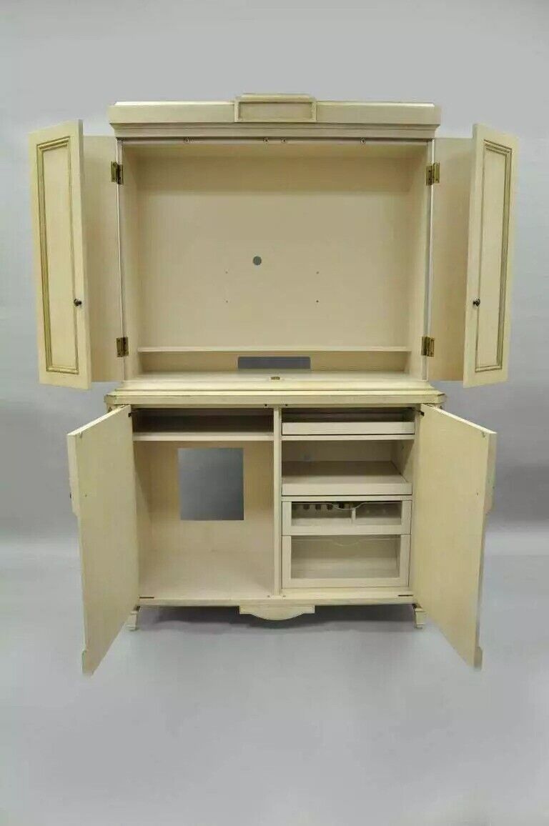 Decca French Neoclassical Louis XVI Style Cream & Gold Bar Cabinet Buffet (B)