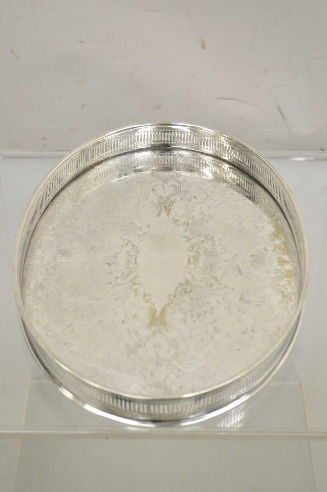 Vintage Sheffield England Victorian Style Oval Platter Tray w/ Raised Gallery