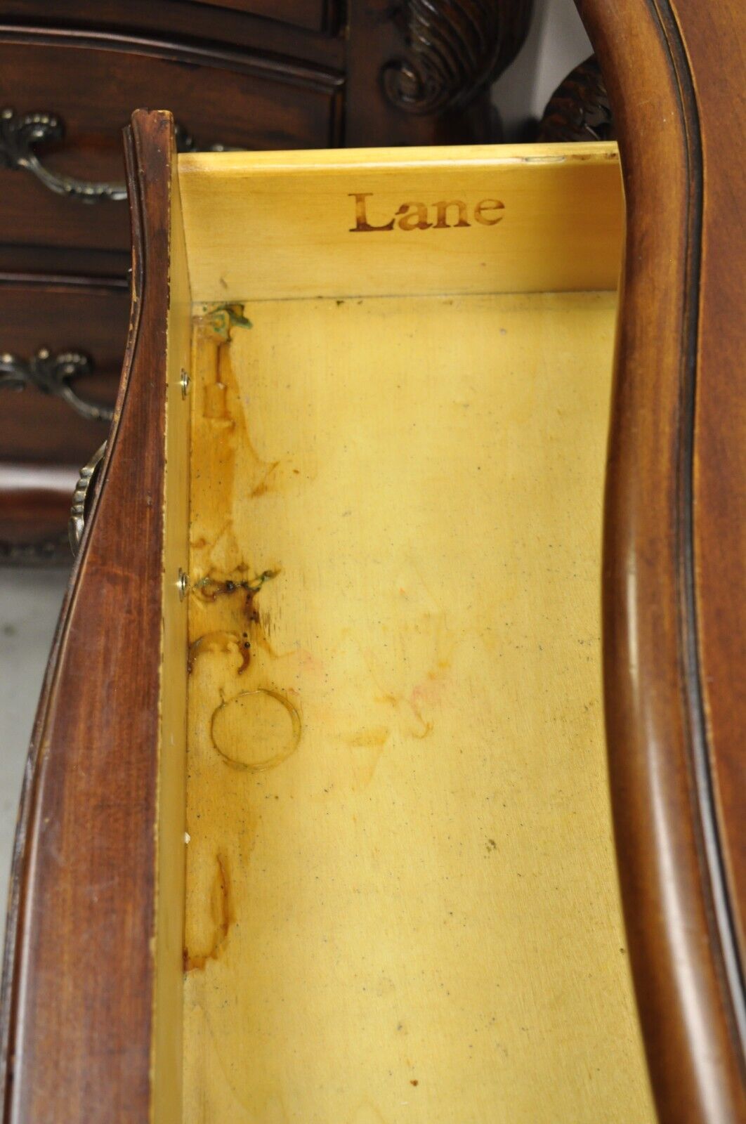 Lane French Provincial Cherry Wood Three Drawer Bed Side Chest Nightstand - Pair