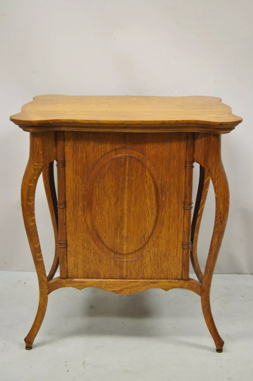 Antique Victorian Art Nouveau Golden Oak 4 Drawer Sewing Work Stand Side Table