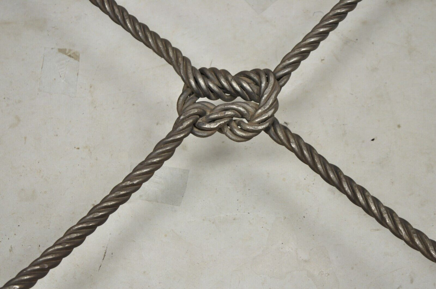 Italian Hollywood Regency Steel Knotted Rope and Tassel Round Glass Coffee Table