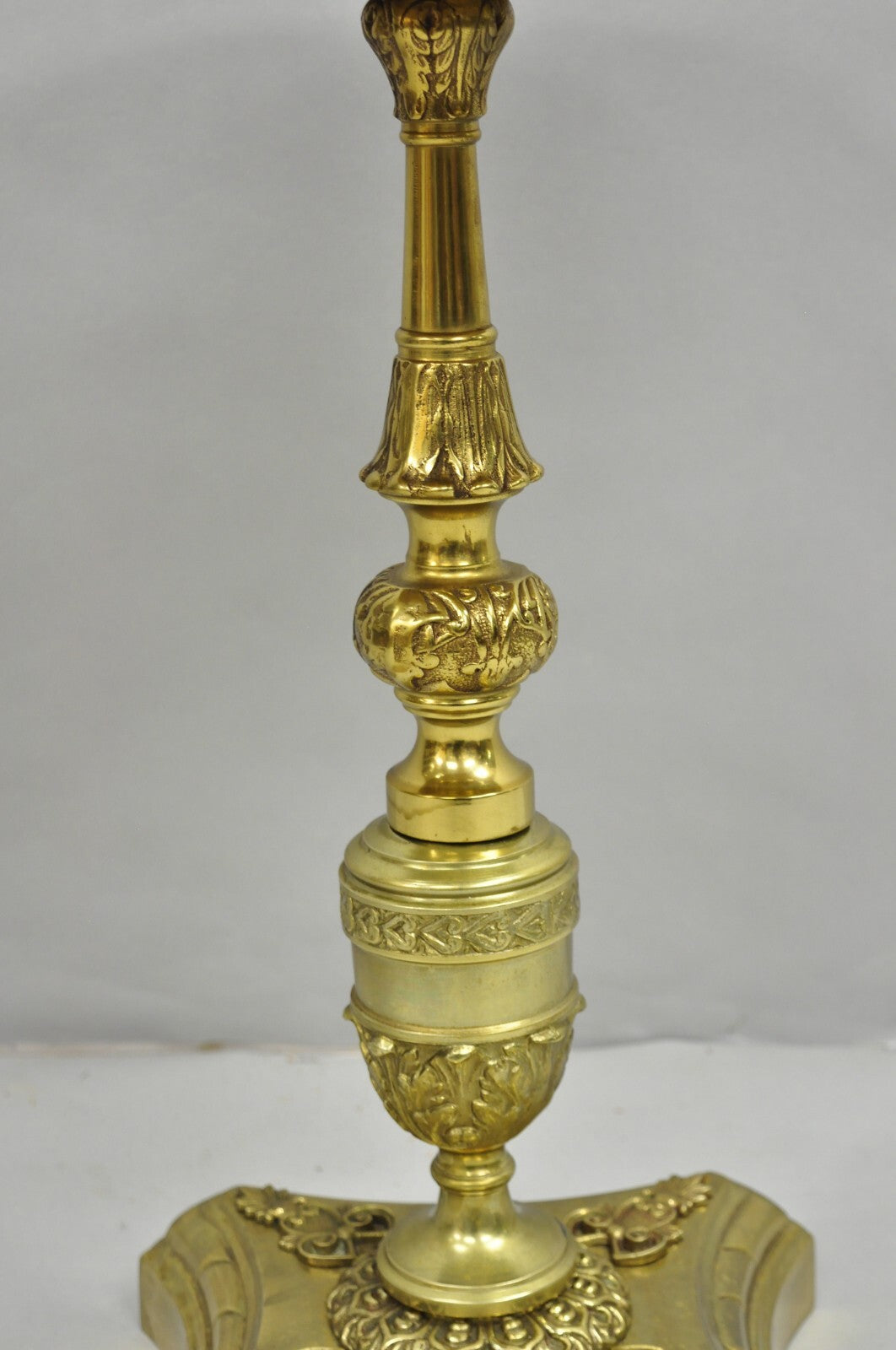 Antique French Victorian Solid Brass Round Glass Top Small Pedestal Side Table