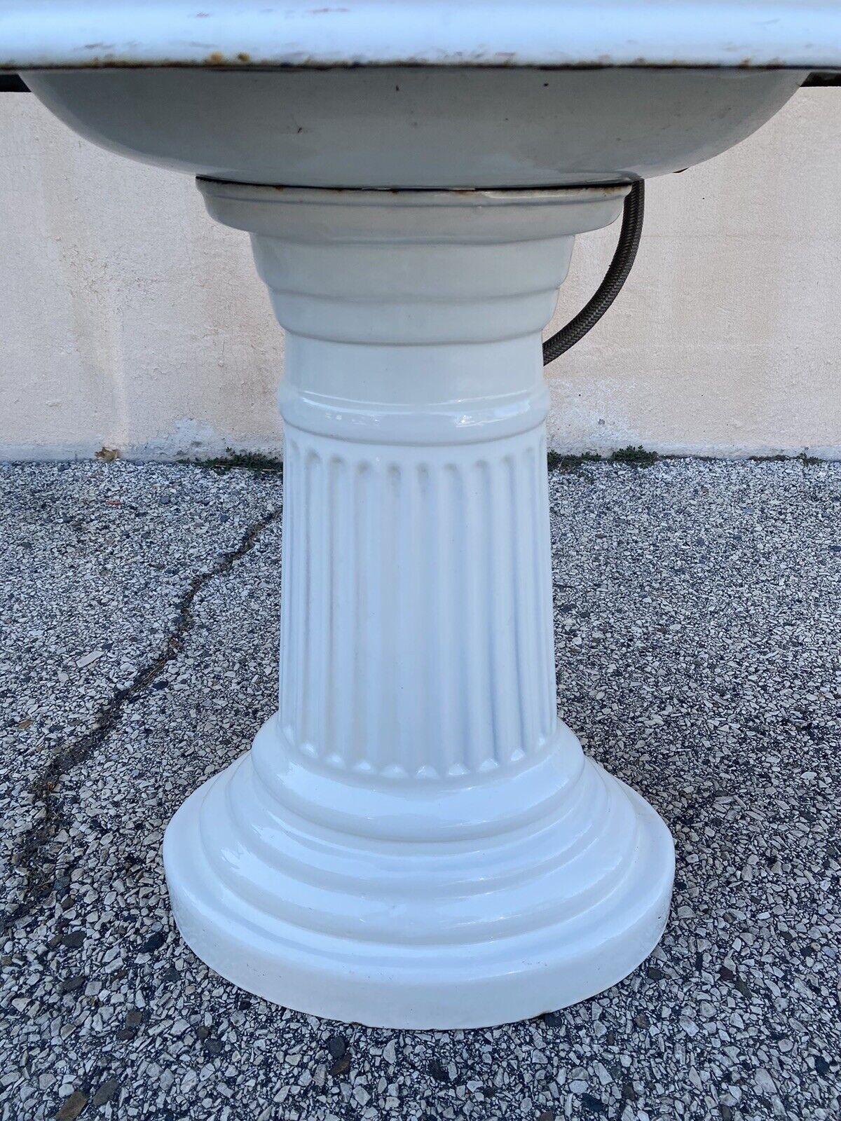 Antique Victorian White Cast Iron Porcelain Enamel Pedestal Bathroom Sink