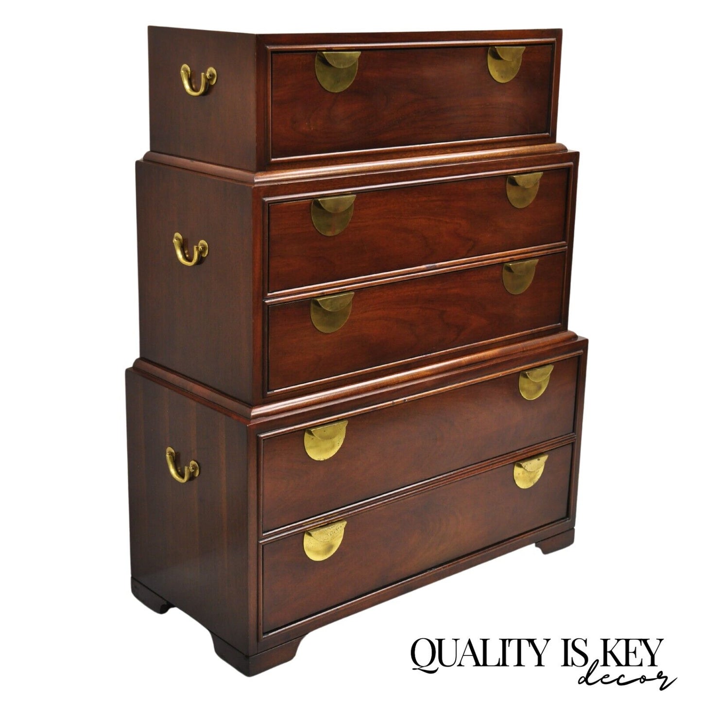 Vintage Thomasville Chinoiserie Mahogany Triple Dresser Tall Chest Highboy