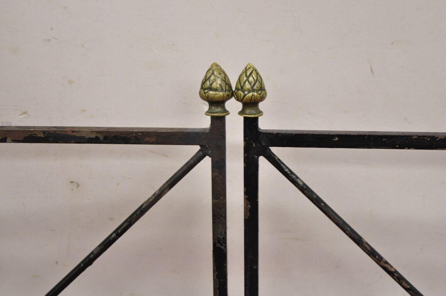 Vintage Italian Directoire X-Back Wrought Iron Acorn Finial Dining Set - 7 Pcs