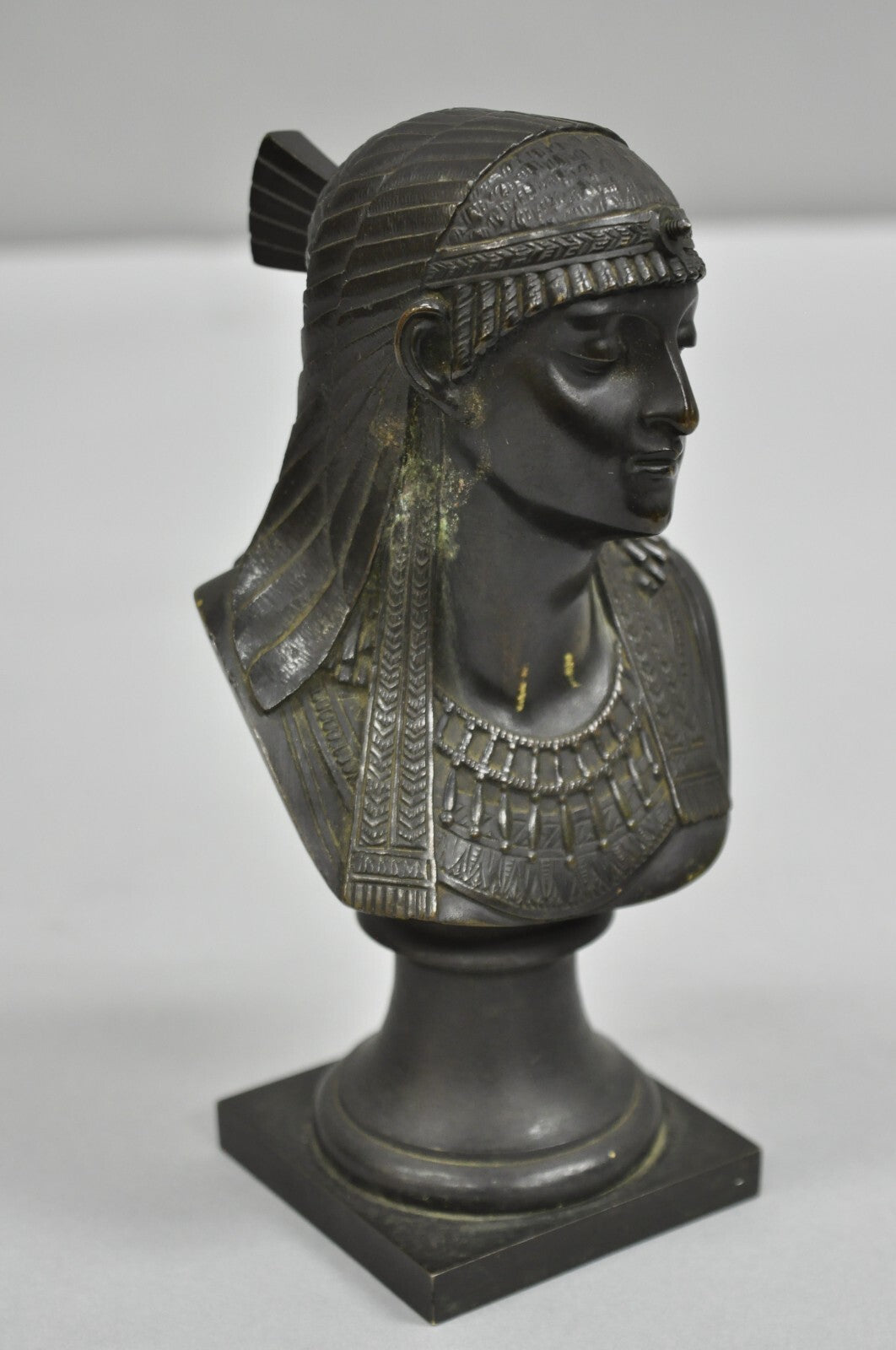 Antique Egyptian Revival Small 7" Bronze Grand Tour Bust of a Pharaoh