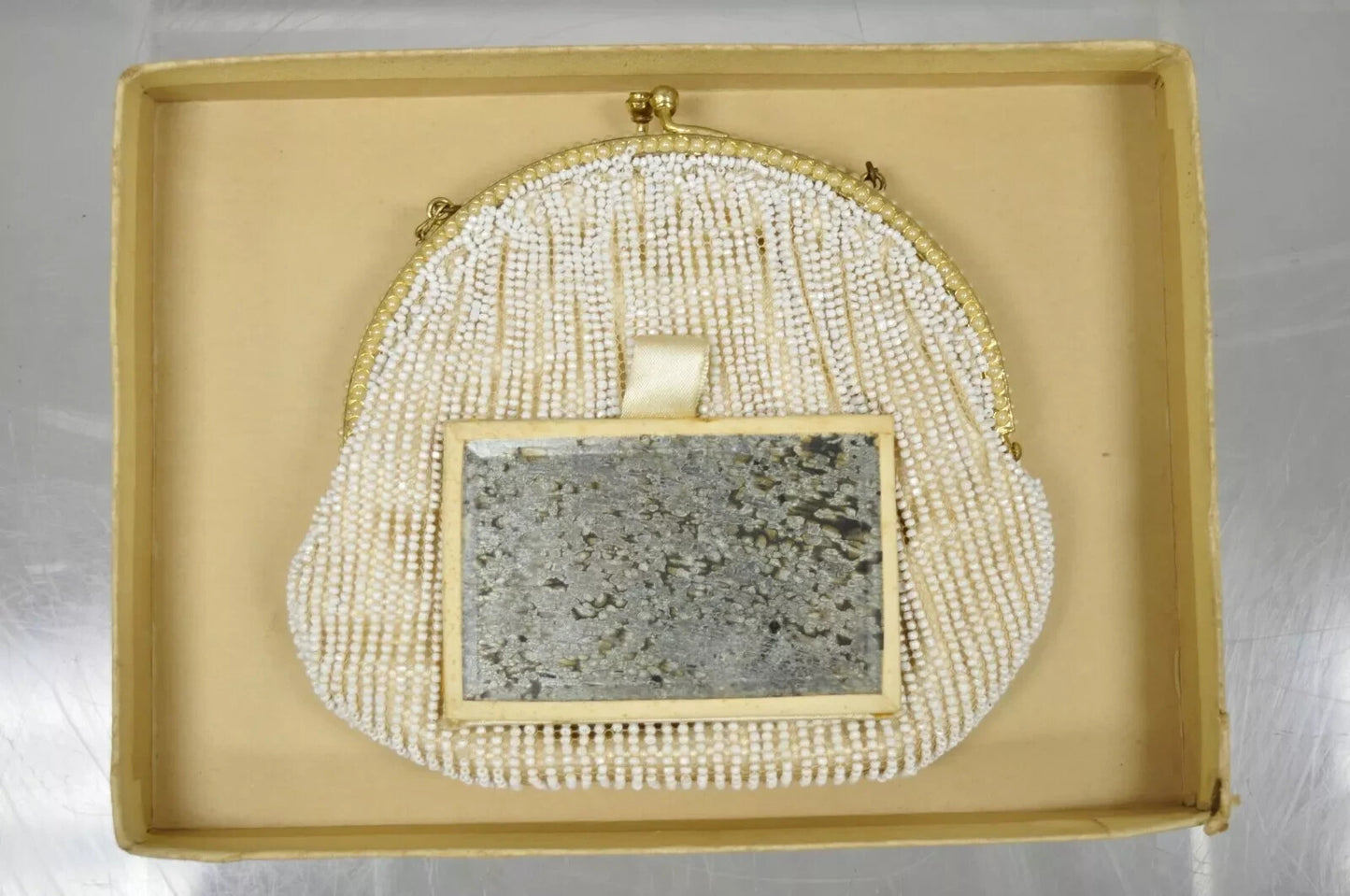 2 Vintage White Beaded Purse Clutch Coin Purse Pocketbook Belgium Lord & Taylor