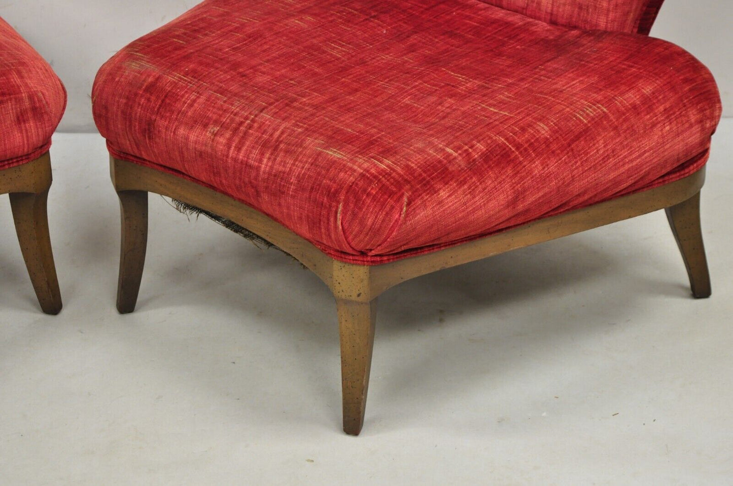 Vintage Mid Century Modern Wide Seat Slipper Lounge Chair by Daniel Jones - Pair