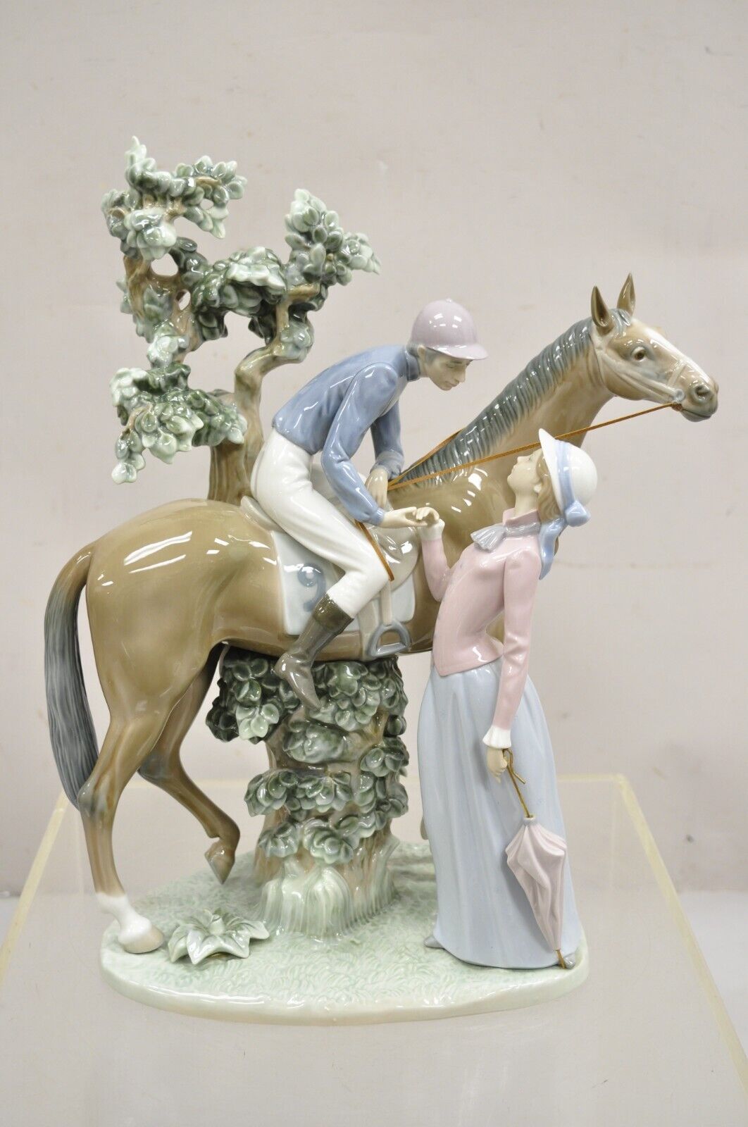 Lladro Figurine Jockey with Lass #5036 Race Horse Derby Day Lady w/Parasol 1979