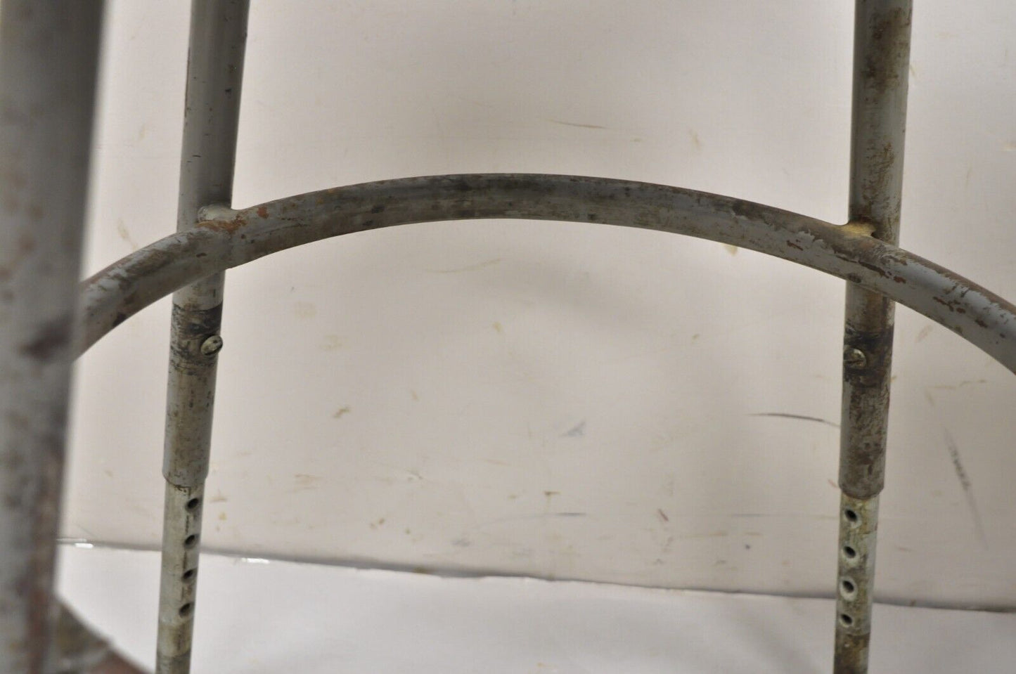 Vintage Royal Metal Steel Industrial Factory Worker Adjustable Stool Chair 2 Pcs