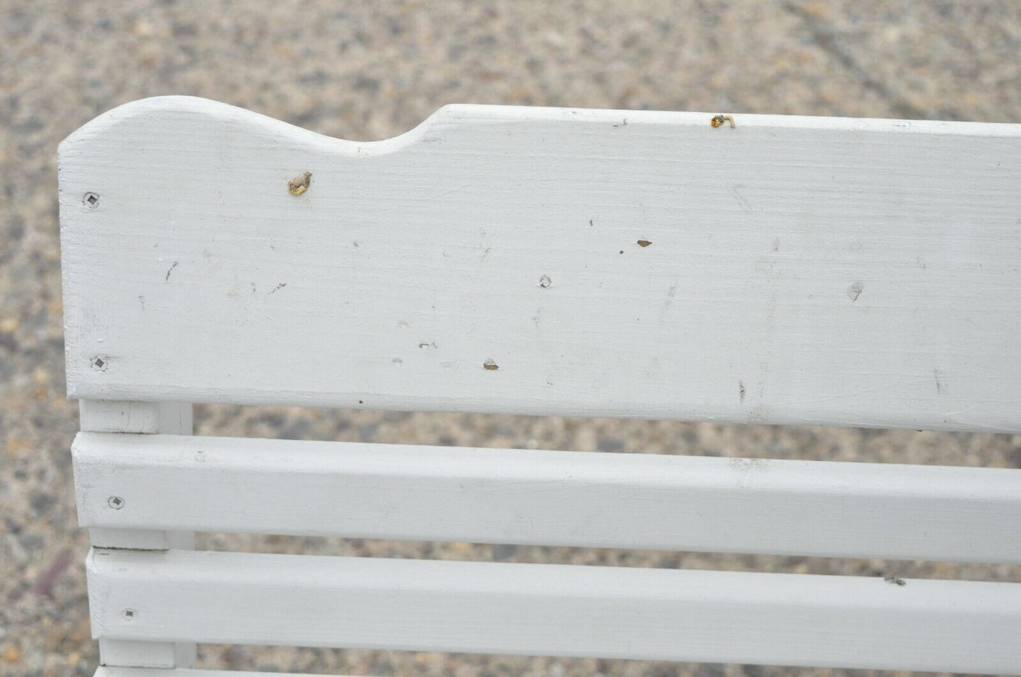Vintage White Painted Wooden Slat Hanging Garden Patio Bench Love Seat Swing