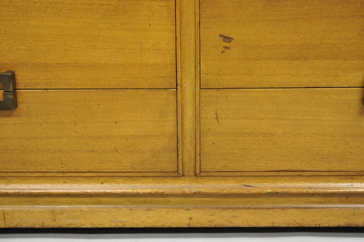 Vintage Mid Century Modern Blonde Mahogany Long Dresser Credenza by Red Lion