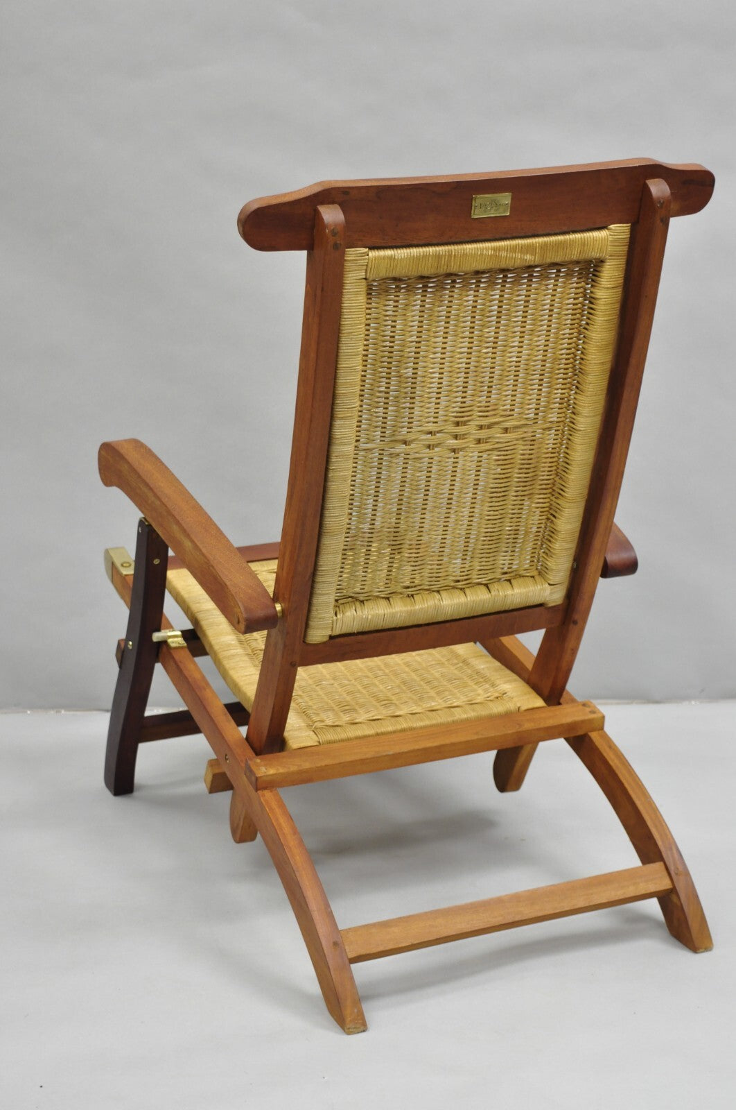 Park Royal British Colonial Hardwood & Wicker Plantation Folding Deck Chair Pair