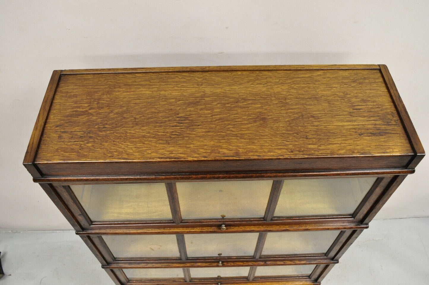 Antique Macey Mission Oak Arts & Crafts 4 Section Stacking Barrister Bookcase