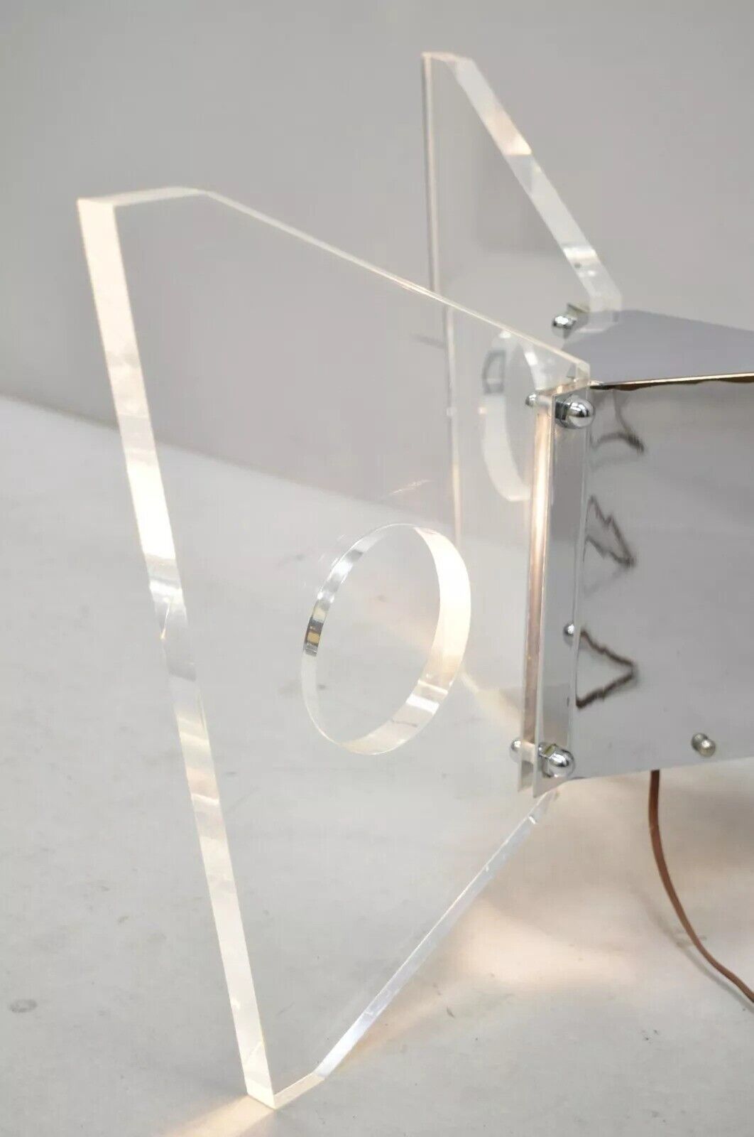 Illuminated Mid Century Modern Lucite & Chrome Butterfly Coffee Table Base
