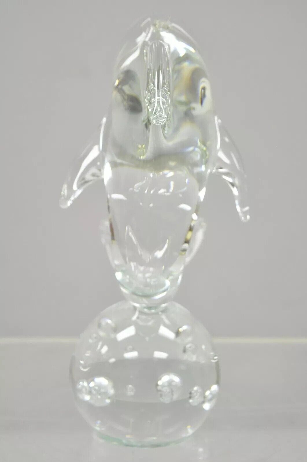 Royal Gallery Italian Crystal Glass 12" Dolphin Fish Sculpture Murano Style