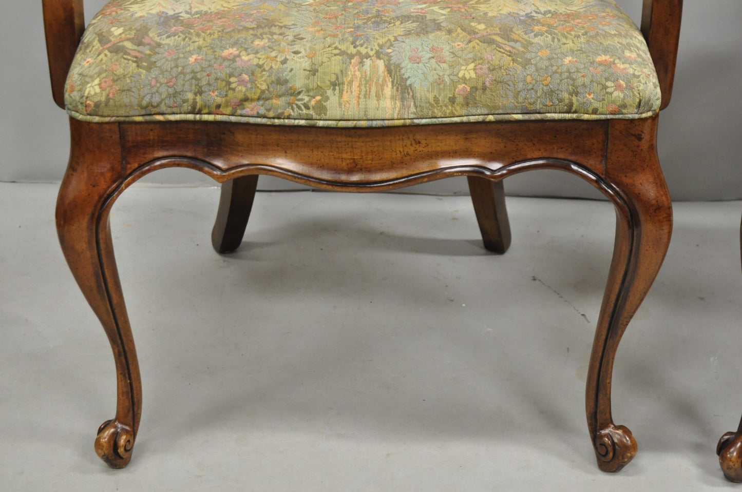 Vintage French Provincial Oval Balloon Back Upholstered Dining Chairs - Set of 8