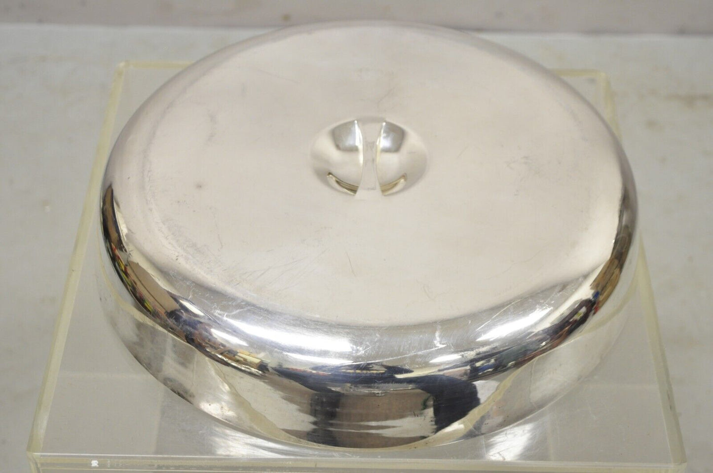 Large Vintage 15" Round Modern Stainless Steel Food Dish Serving Dome Cover