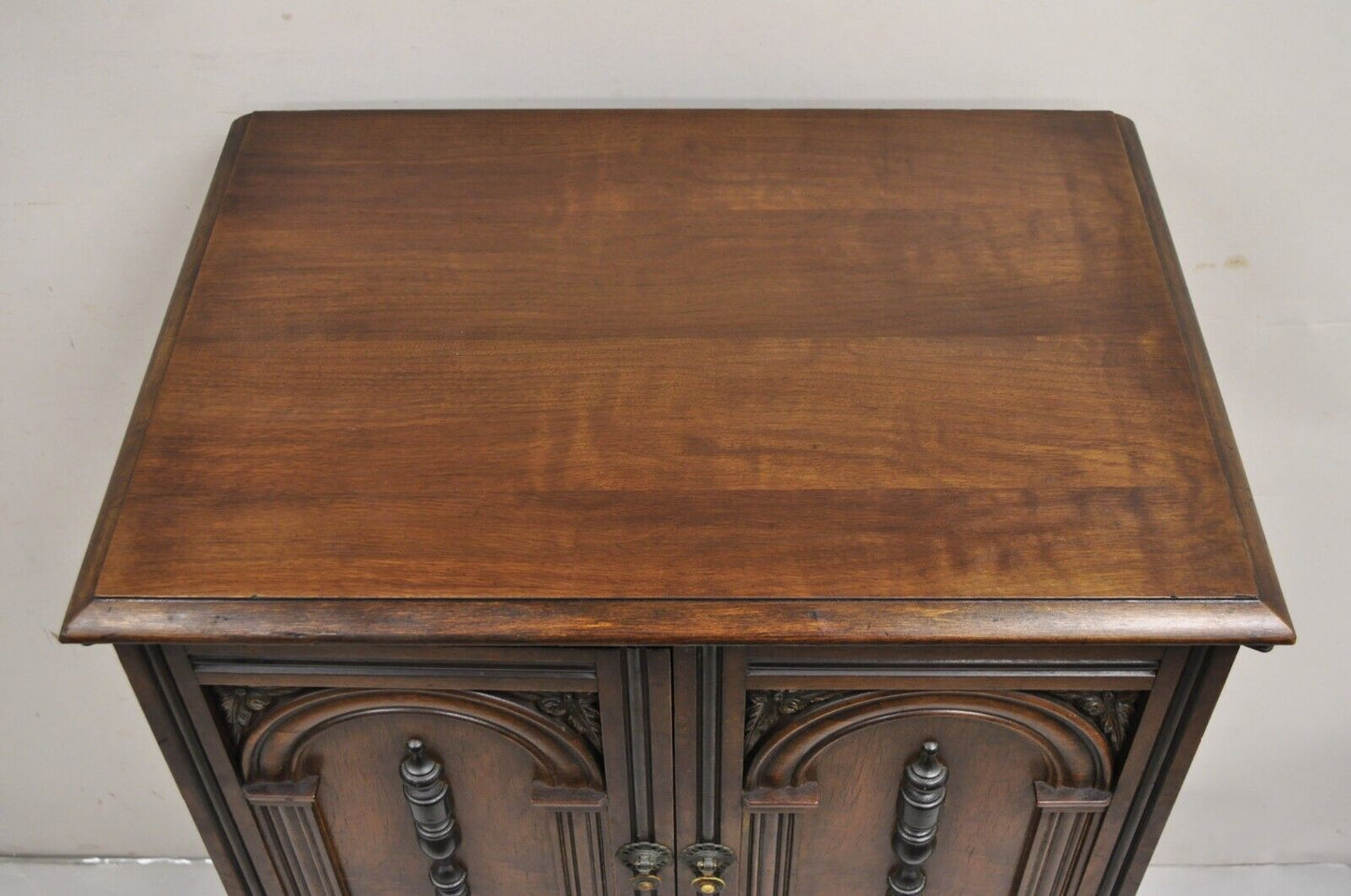 Antique William and Mary Style Walnut Small Radio Cabinet by Radio Art Cabinets