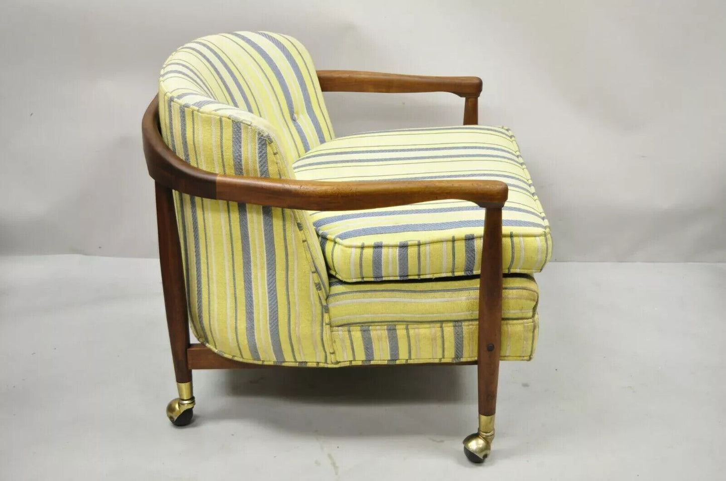 Mid Century Modern Adrian Pearsall Style Walnut Barrel Back Club Lounge Chair
