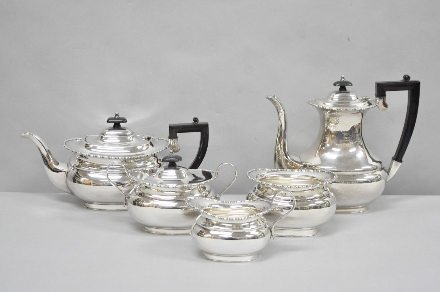 Antique William Adams WA English Sheffield Victorian Silver Plated Tea Set, 5 Pc