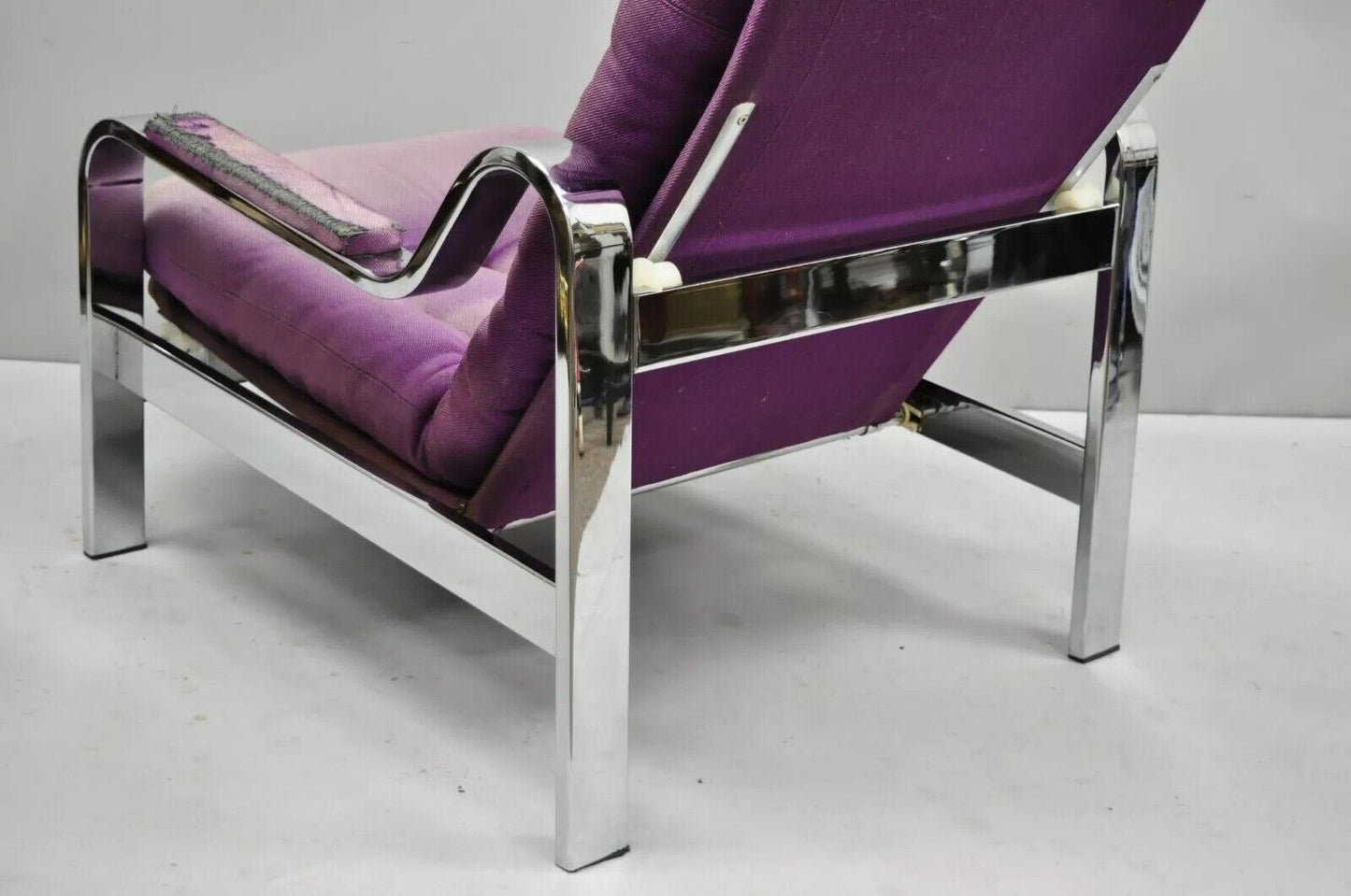 Selig Milo Baughman Mid Century Modern Chrome Recliner Reclining Lounge Chair