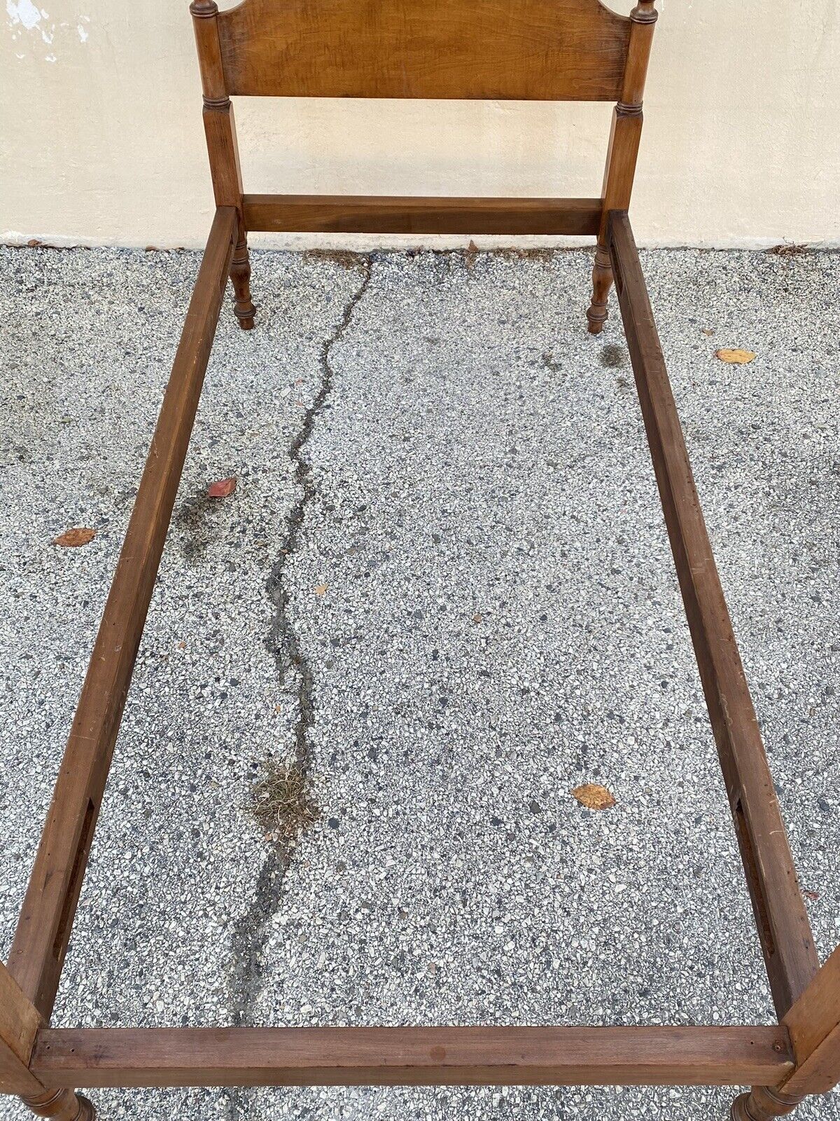 Antique American Federal Maple Wood Canopy Single Twin Poster Bed Frame