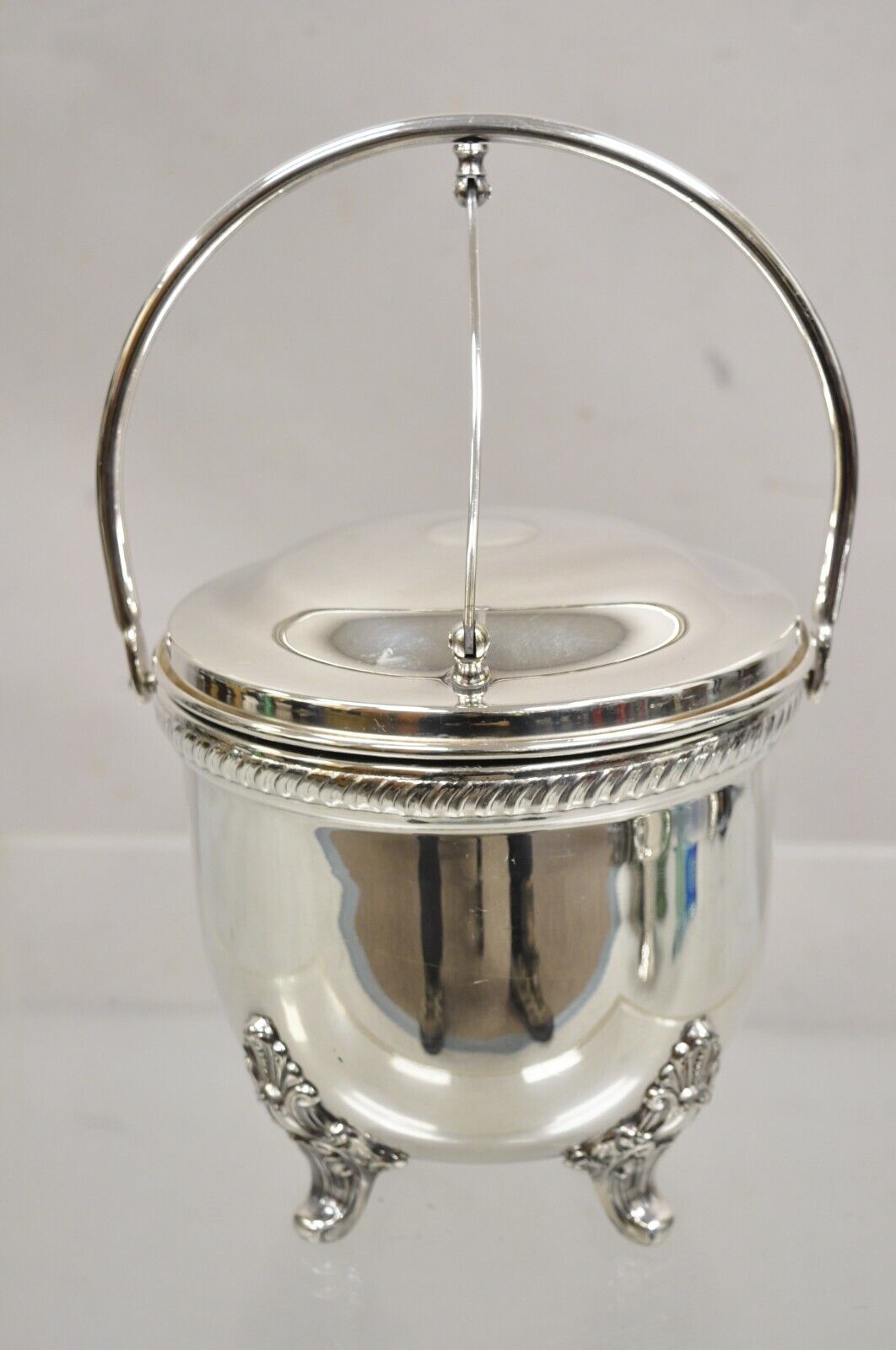 Vintage Victorian Style Reticulated Handle Silver Plated Ice Bucket by Bristol