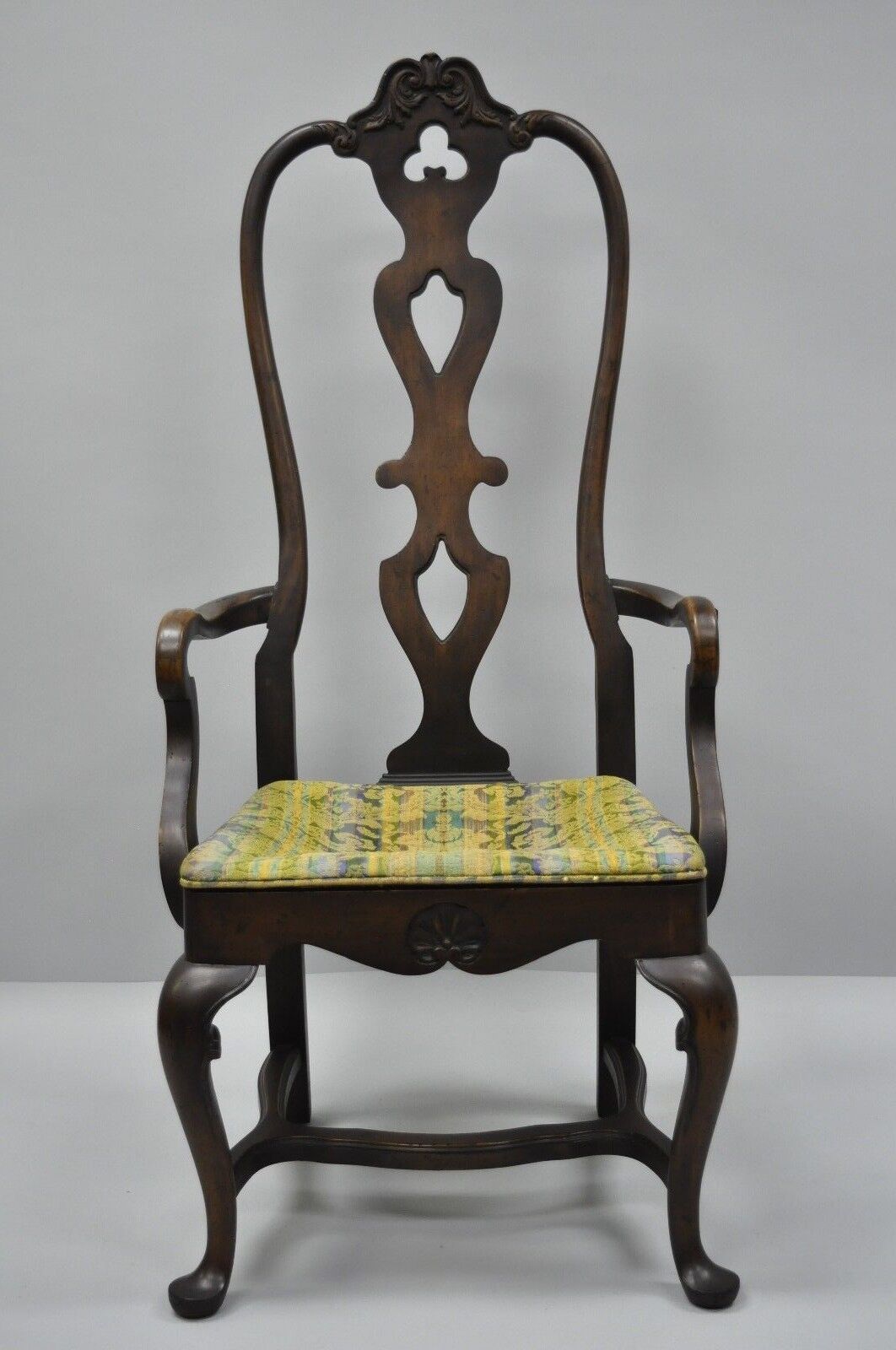 Vintage Italian Baroque Swedish Rococo Style High Back Dining Arm Chairs - Pair