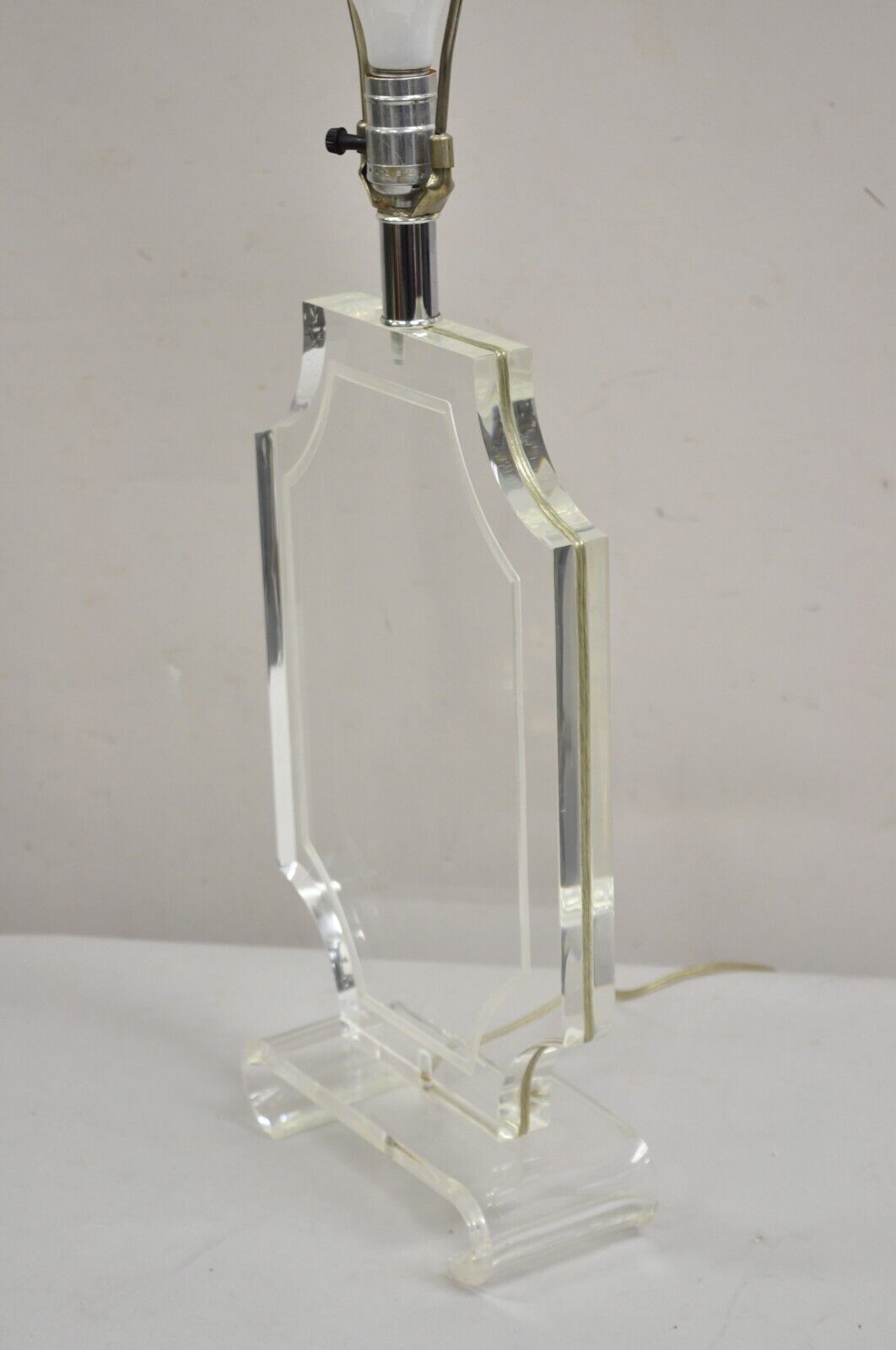 Vintage Mid Century Modern Sculpted Clear Lucite Octagonal Table Lamp