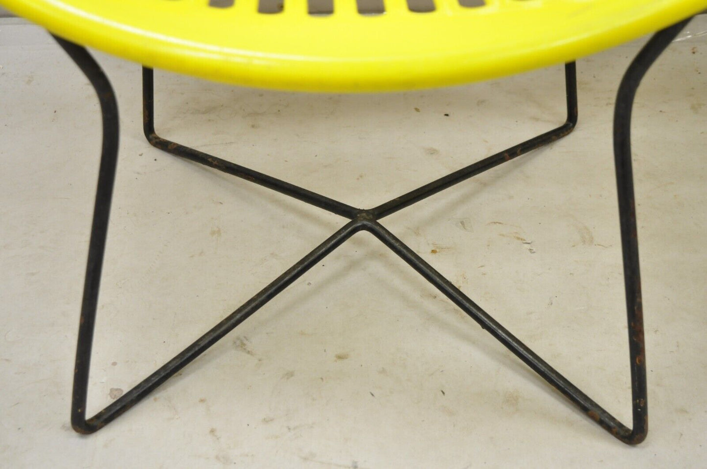 Pair Vintage Fabiano & Panzini Motel Solair Yellow Iron and Plastic Lounge Chair