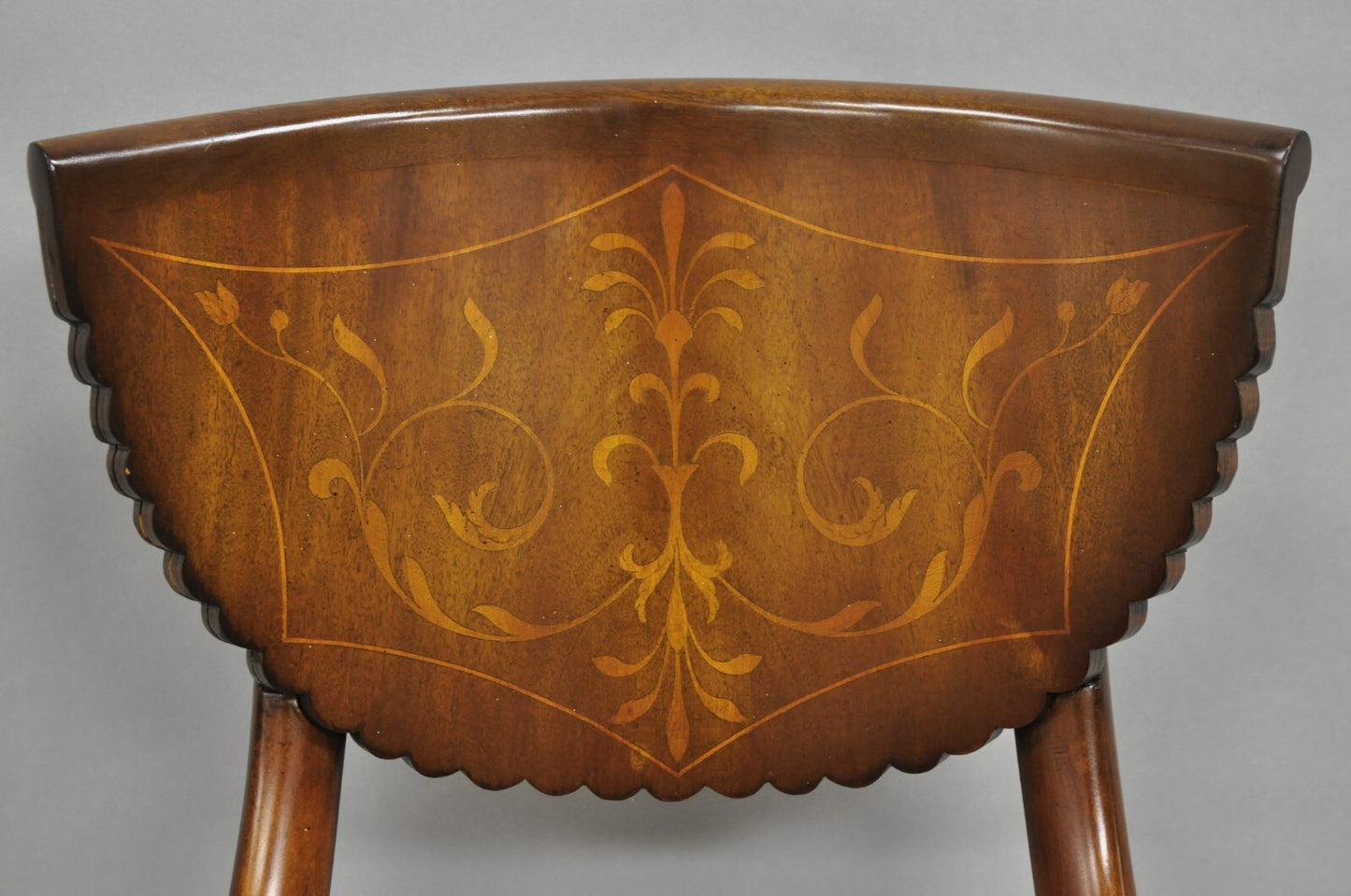 Antique French Empire Regency Inlaid Mahogany Swivel Piano Harpist Stool Chair