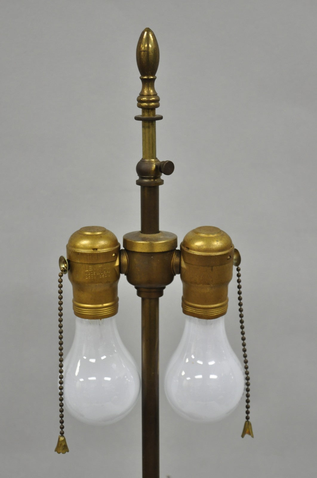 Vintage French Neoclassical Style White Opaline Glass Column Brass Table Lamp