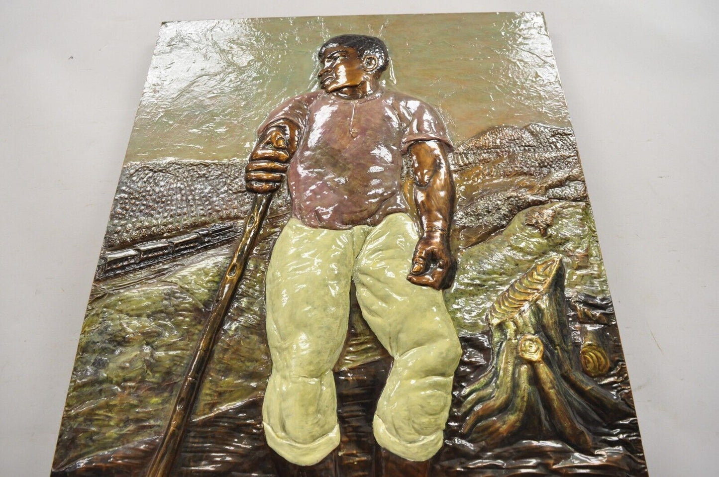 Alma Ibacache 3D Debossed Painted Copper Metal Wall Art Brazilian Lumberjack