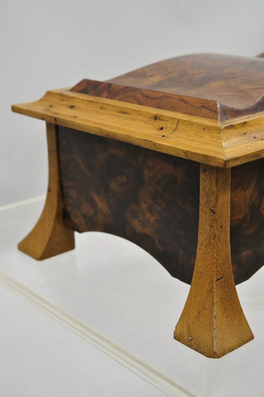 French Art Nouveau Style Handcrafted Elm Burl Wood Jewelry Box by William Mowry