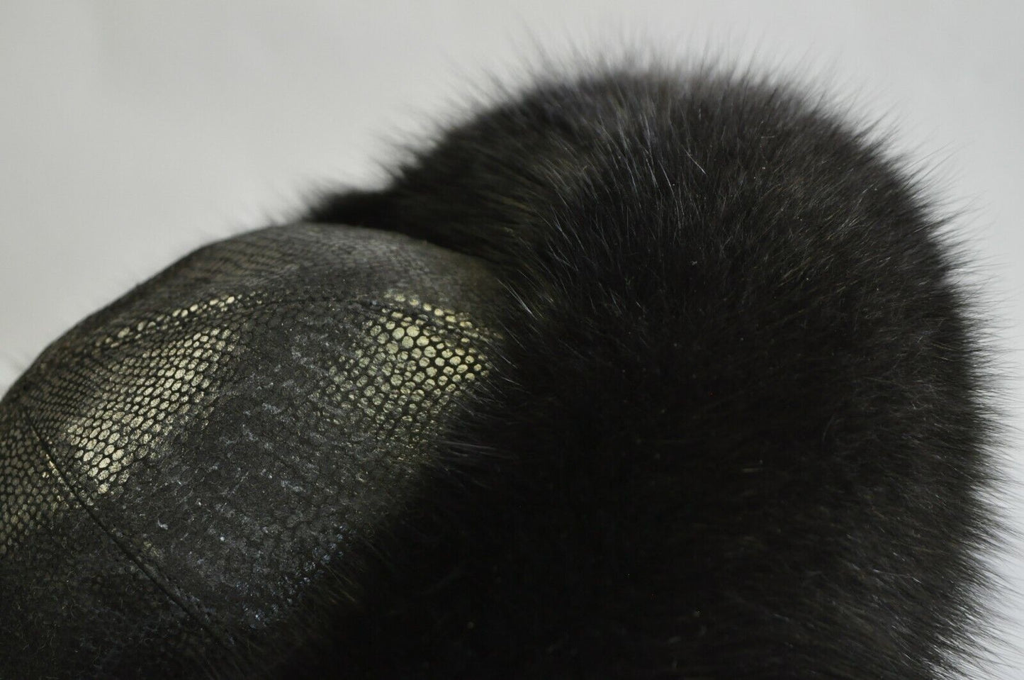 Vintage Boutique Kate's Canada Black Leather Snakeskin Mink Fur Church Derby Hat