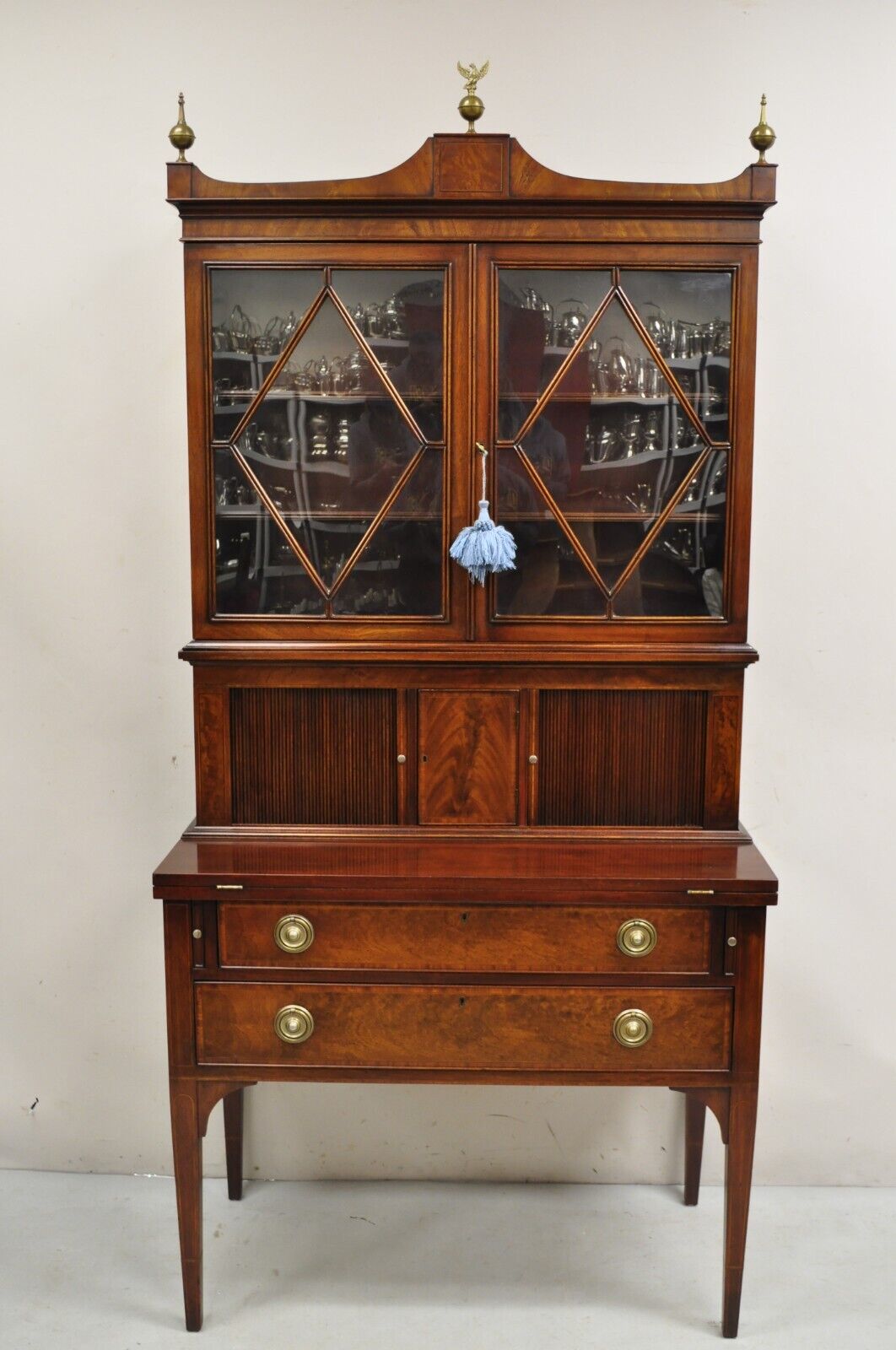 Vintage Beacon Hill Old Colony Federal Mahogany Tambour Door Secretary Desk